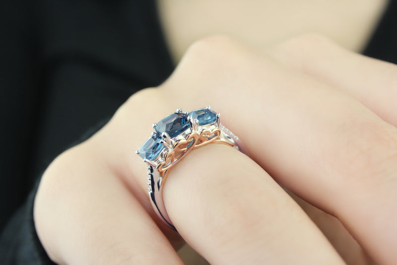 Natural London Blue Topaz Gemstone 18k White Gold Ring For Men's #239 | eBay